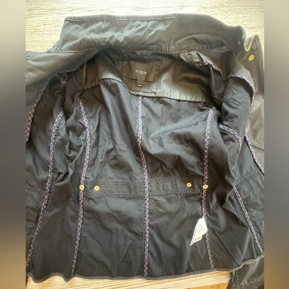 J. Crew Utility Safari Resin-Coated Jacket Black Size S